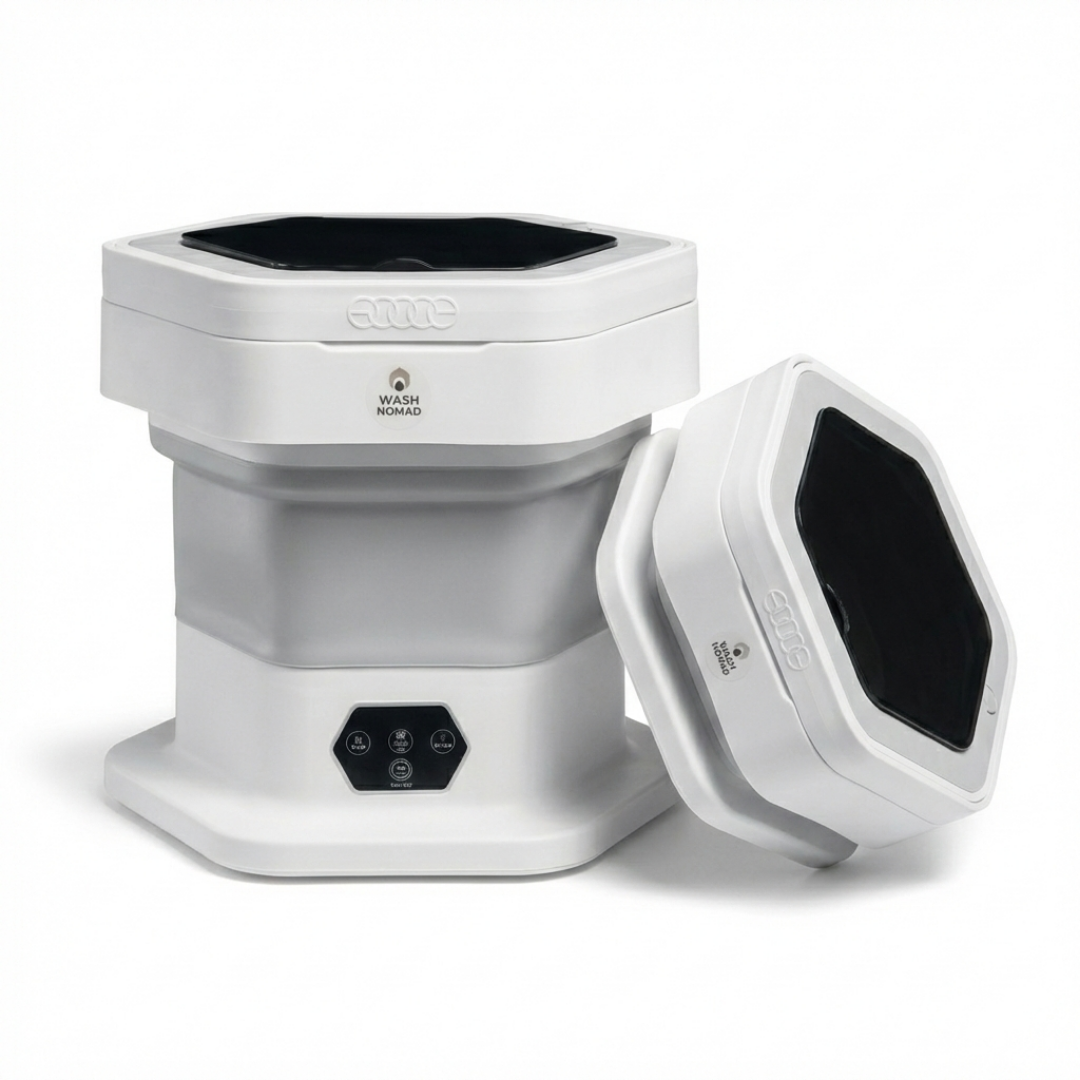 White electronic device with a hexagonal design on a white background